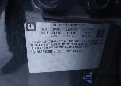 2013 Chevrolet Volt from USA, damaged, VIN 1G1RA6E4XDU127655